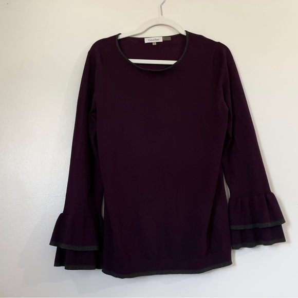 Calvin Klein Ruffled Bell Sleeve Sweater - Picture 1 of 6